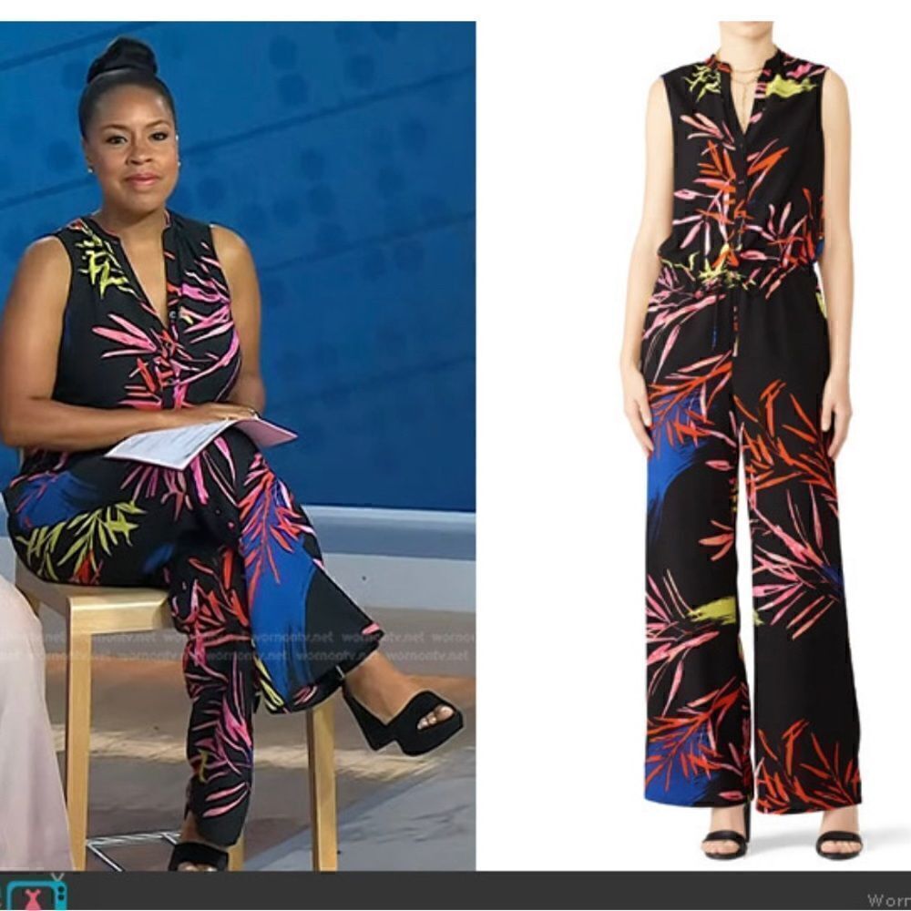 Natori Leaf Print Jumpsuit Worn By Sheinelle Jones on Today Size 3X